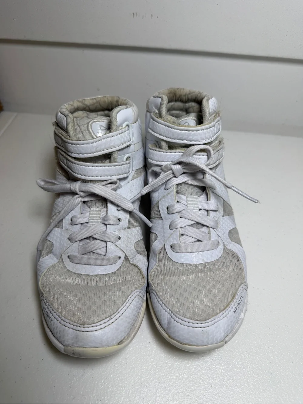 NFinity Beast Cheer Shoes White Mid-Top Kids Sneakers with Strap size 2Y